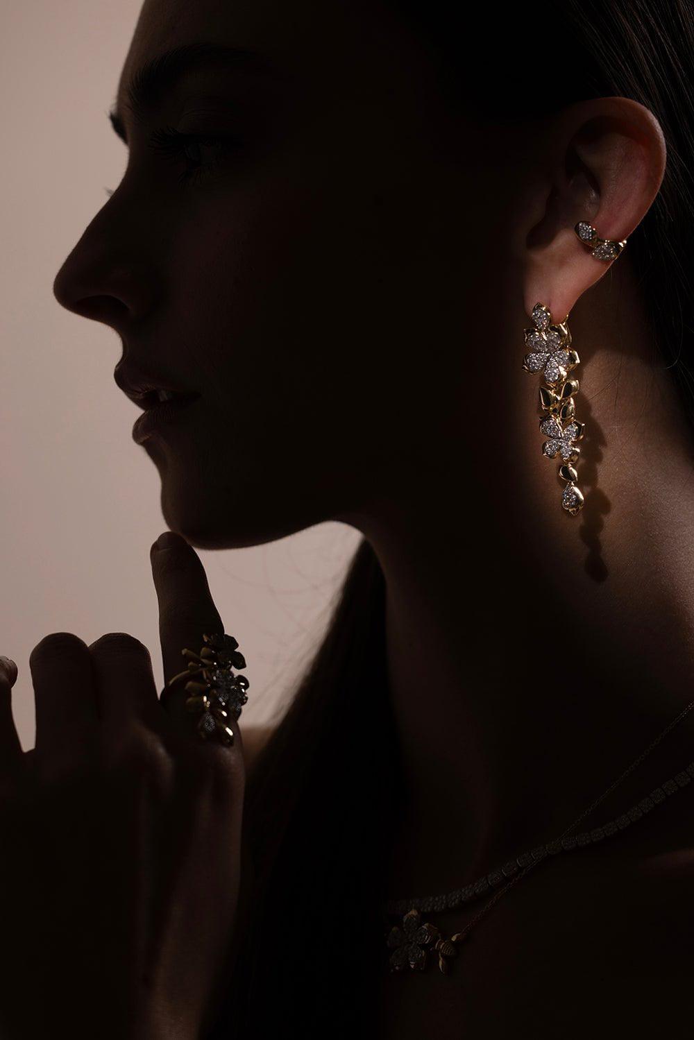 SARA WEINSTOCK-Lierre Flower Drop Earrings-YELLOW GOLD