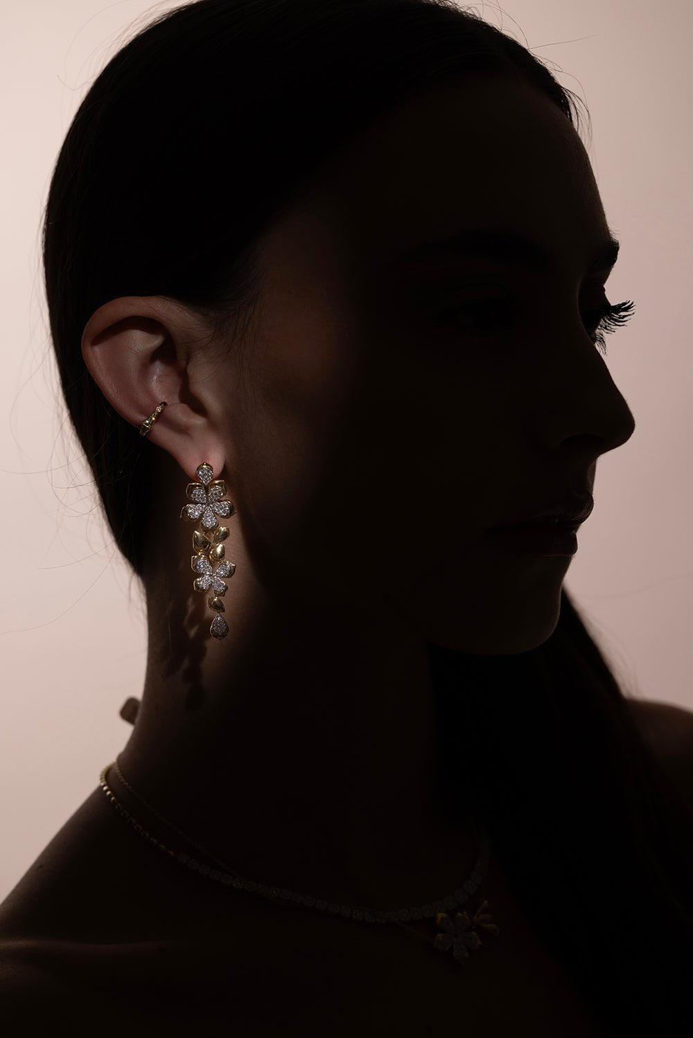 SARA WEINSTOCK-Lierre Flower Drop Earrings-YELLOW GOLD