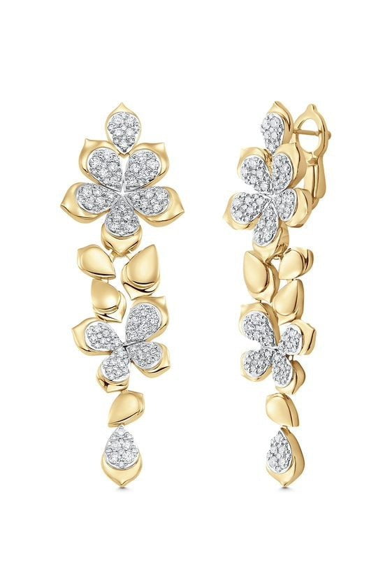 SARA WEINSTOCK-Lierre Flower Drop Earrings-YELLOW GOLD