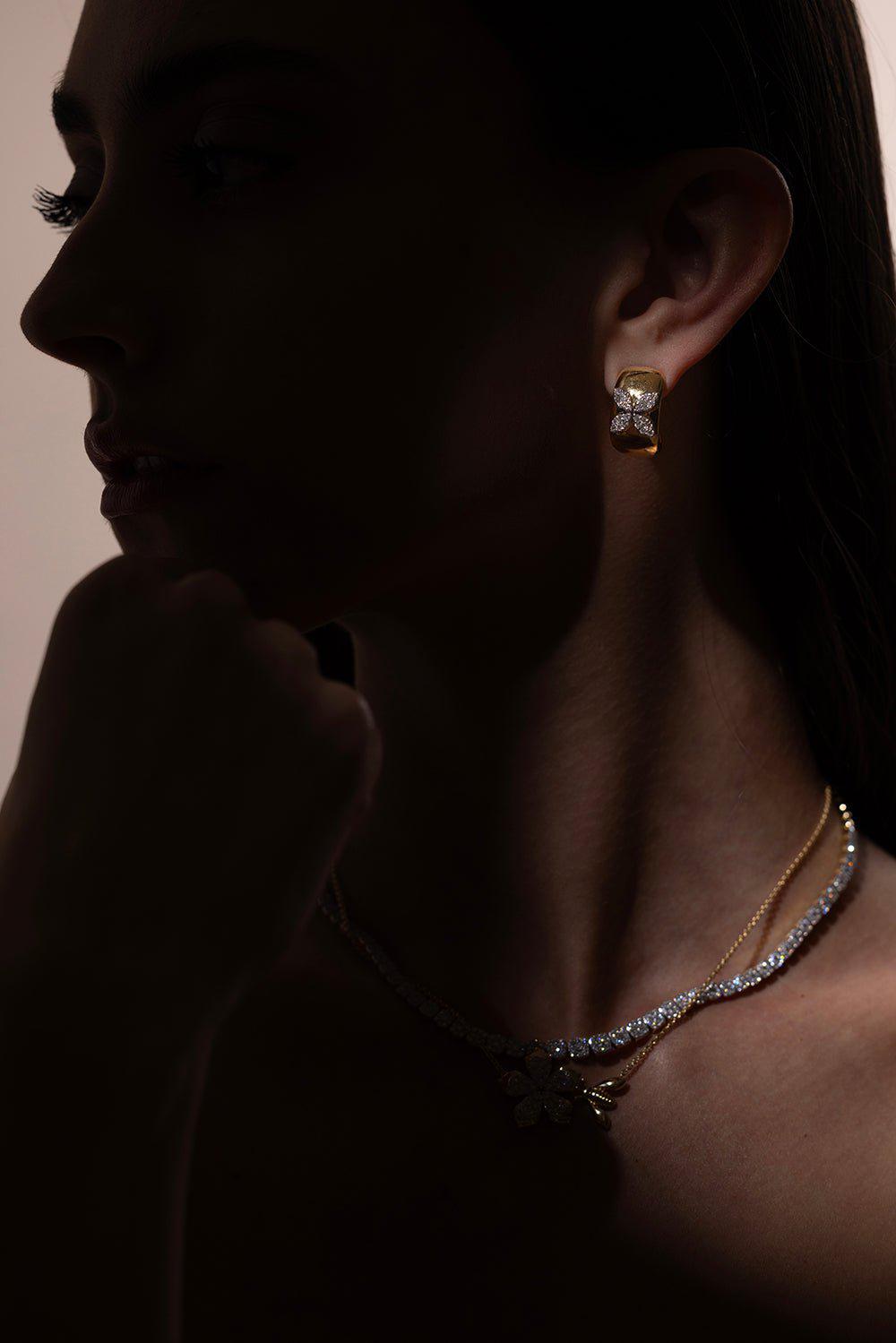 SARA WEINSTOCK-Lierre Petite Marquise Hoop Earrings-YELLOW GOLD