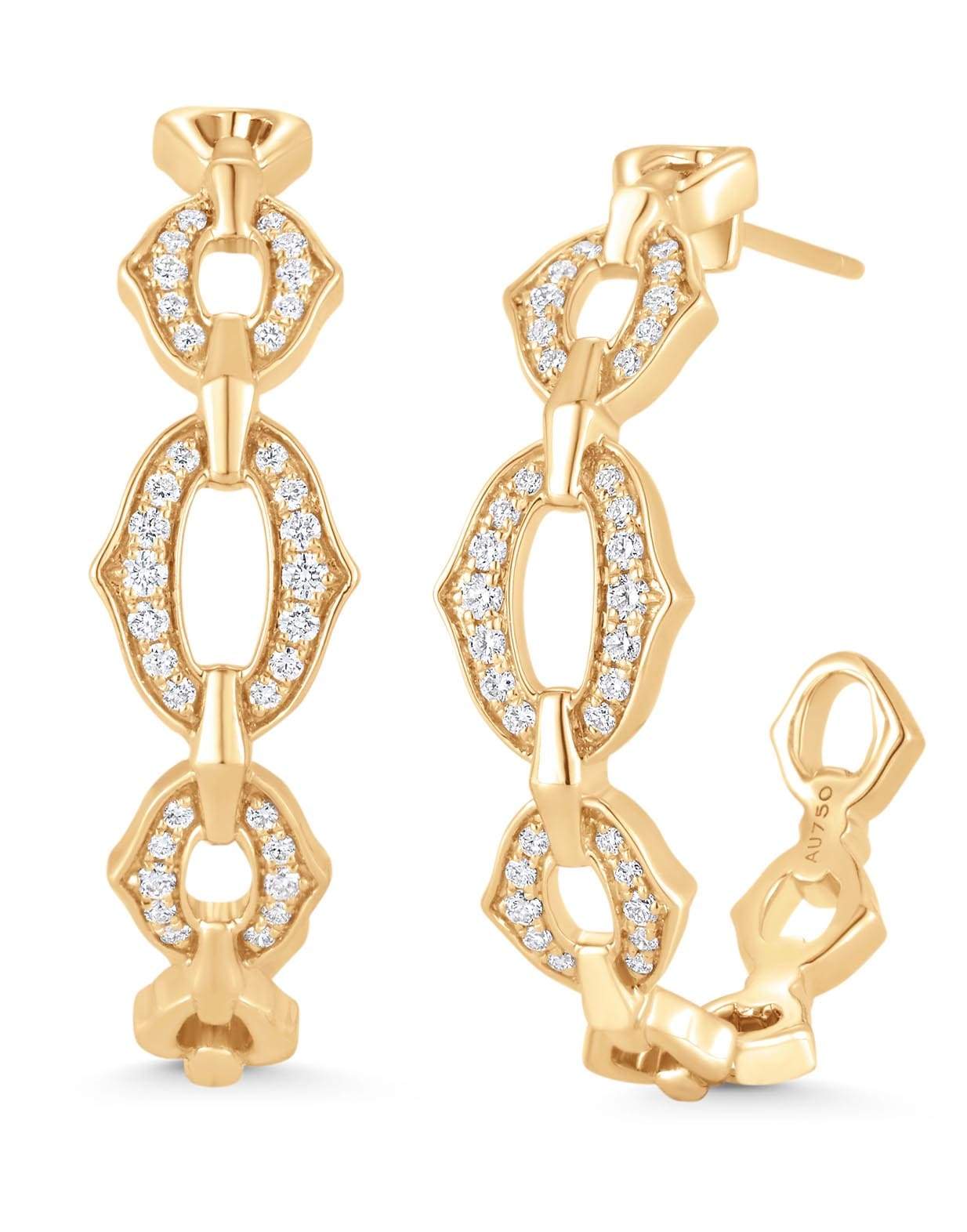 SARA WEINSTOCK-Lucia 3 Diamond Links Hoops-YELLOW GOLD