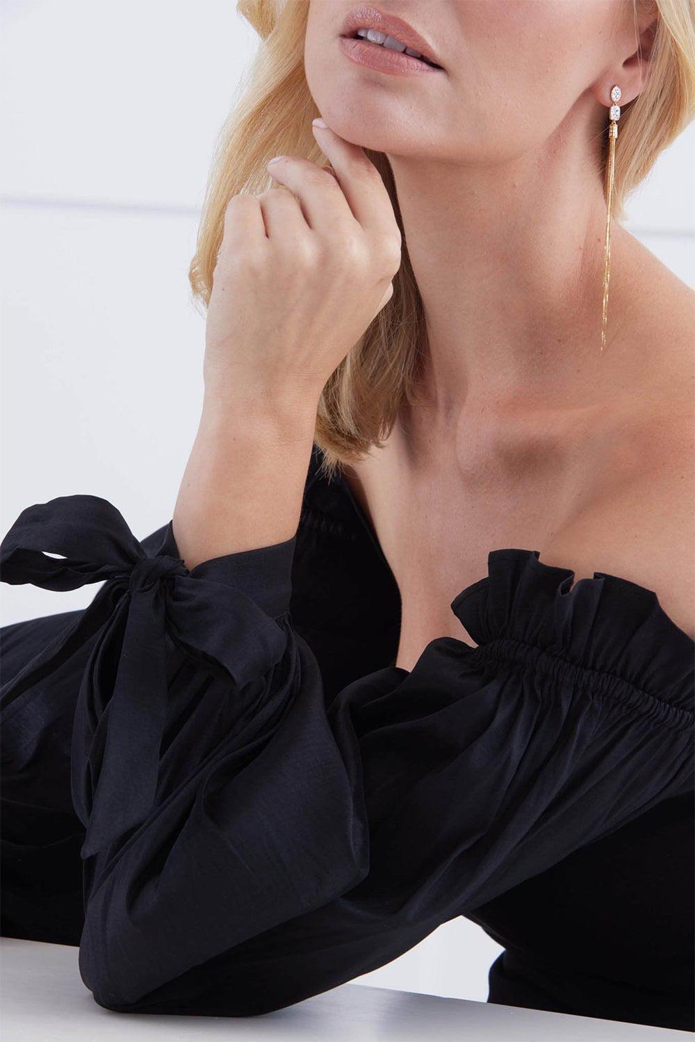 SARA WEINSTOCK-Nappa Tassel Earrings-YELLOW GOLD