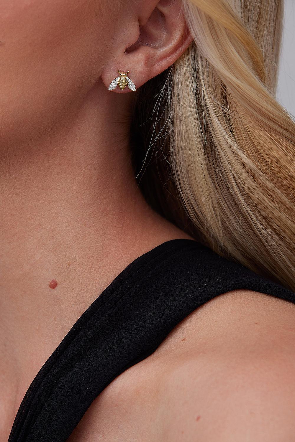 Queen Bee Stud Earrings-YELLOW GOLD-JEWELRYFINE JEWELEARRING-SARA WEINSTOCK