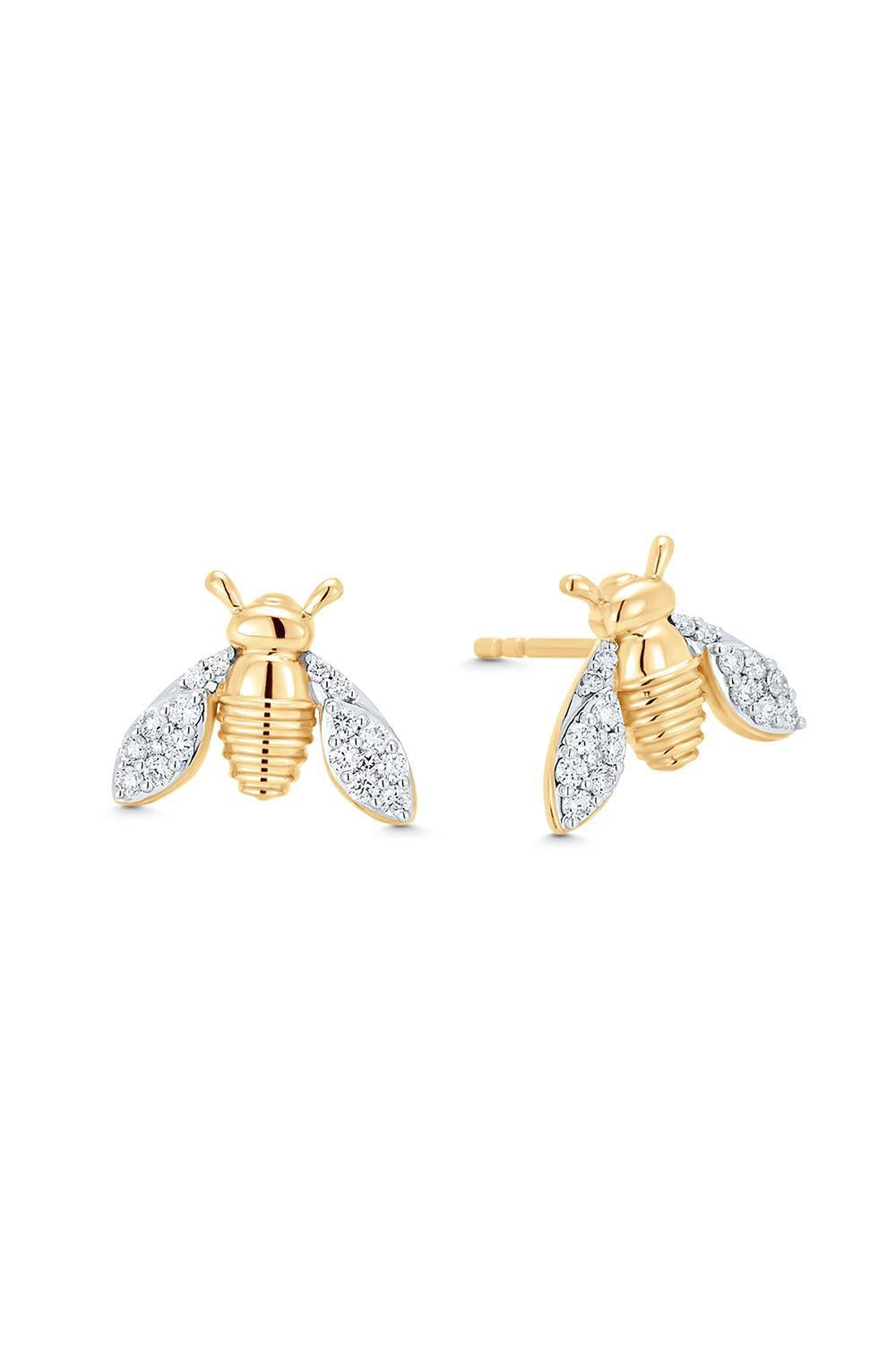 Queen Bee Stud Earrings-YELLOW GOLD-JEWELRYFINE JEWELEARRING-SARA WEINSTOCK