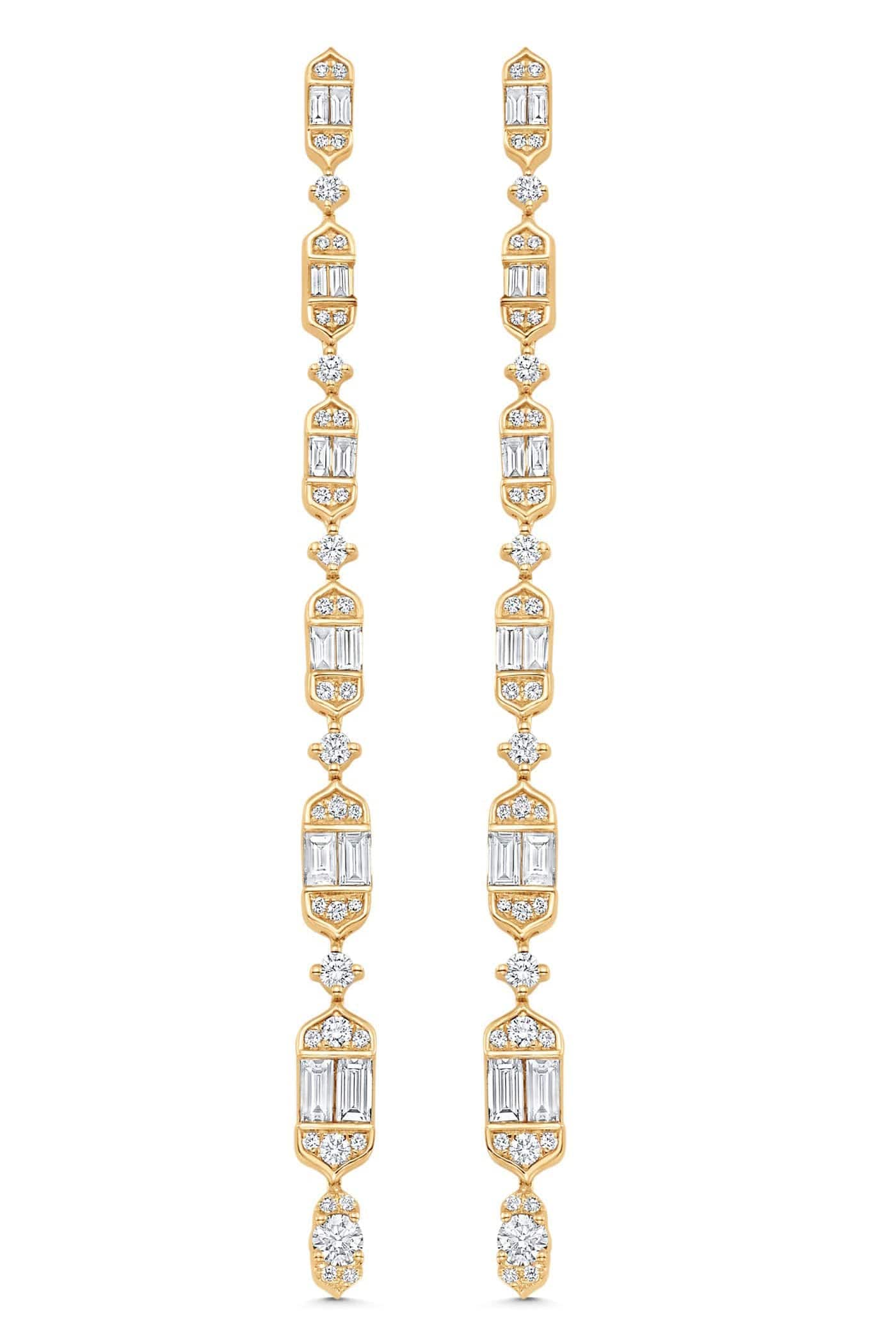 SARA WEINSTOCK-Taj Baguette Vertical Drop Earrings-YELLOW GOLD