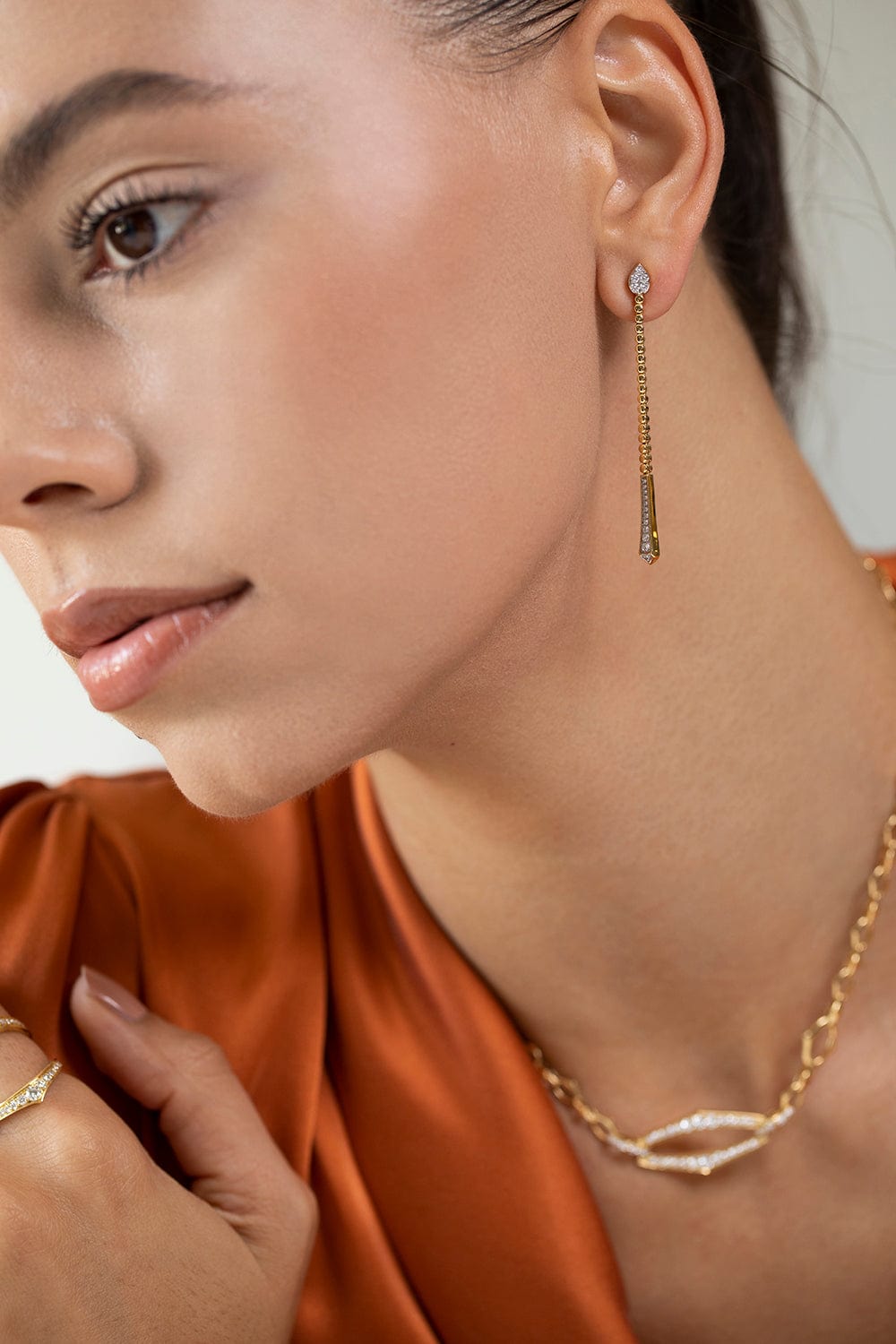 SARA WEINSTOCK-Unity Reverie Pear Diamond Drop Earrings-YELLOW GOLD