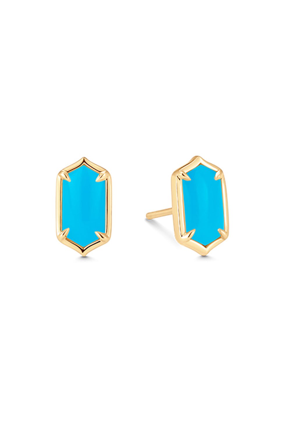 SARA WEINSTOCK-Lucia Elongated Turquoise Stud Earrings-YELLOW GOLD