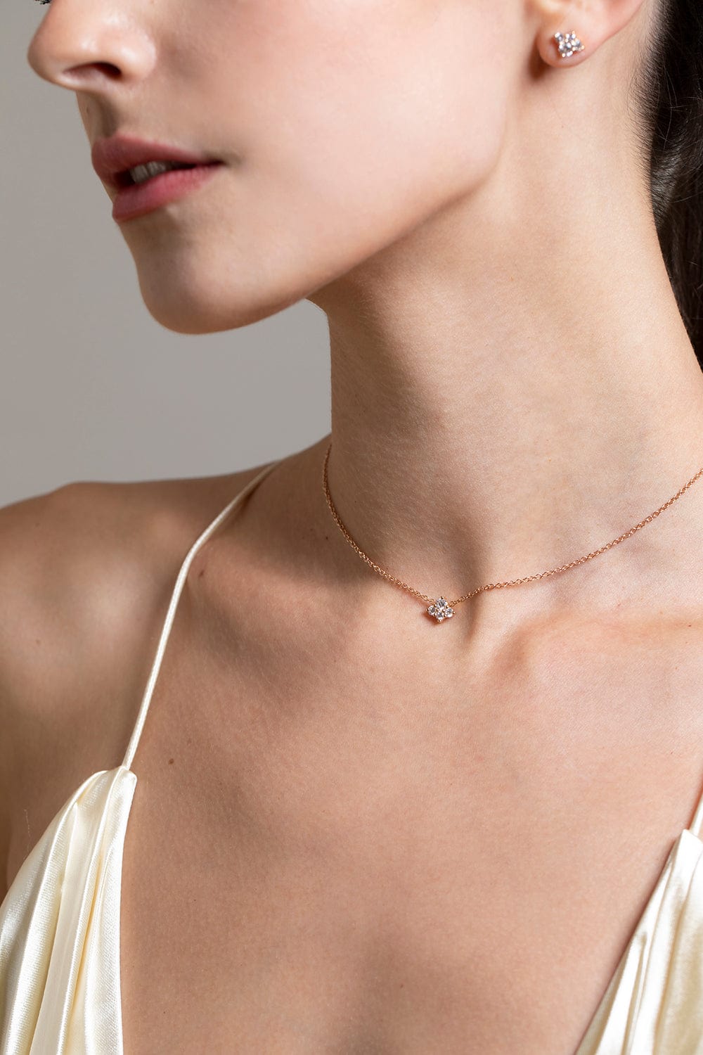 SARA WEINSTOCK-Dujour Diamond Cluster Necklace-ROSE GOLD