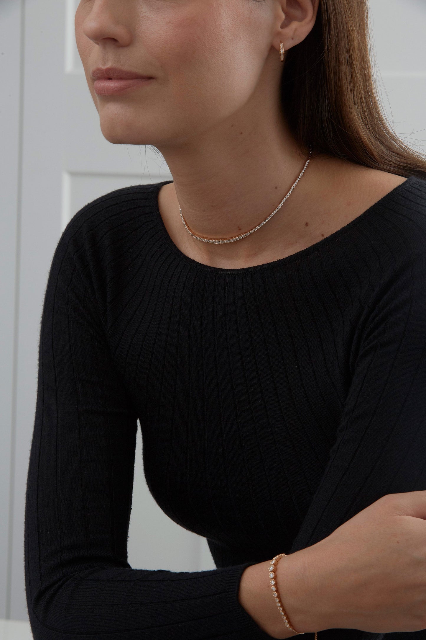 SARA WEINSTOCK-Isadora Gold Set Diamond Choker-ROSE GOLD