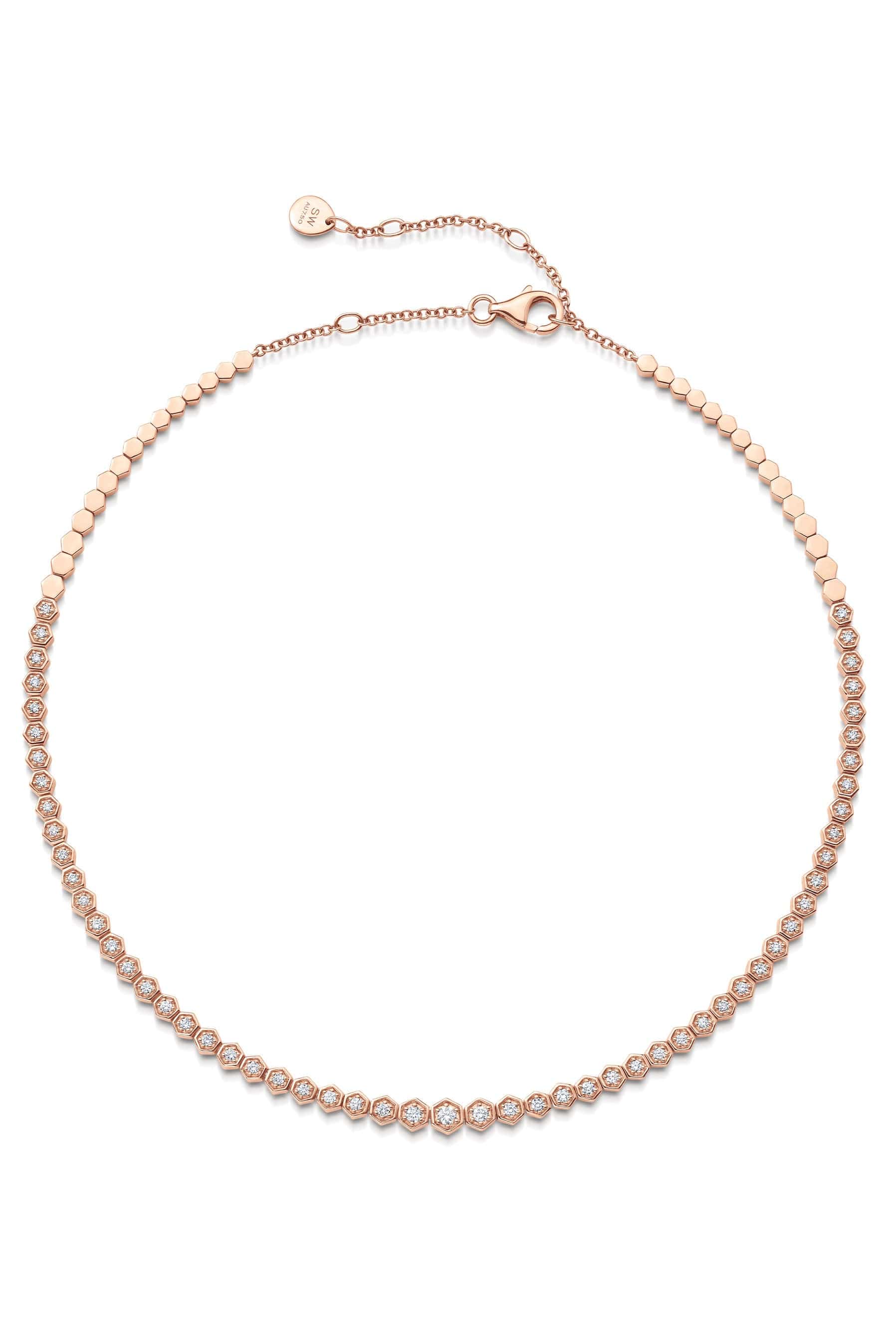 SARA WEINSTOCK-Isadora Hexagon Diamond Choker-ROSE GOLD