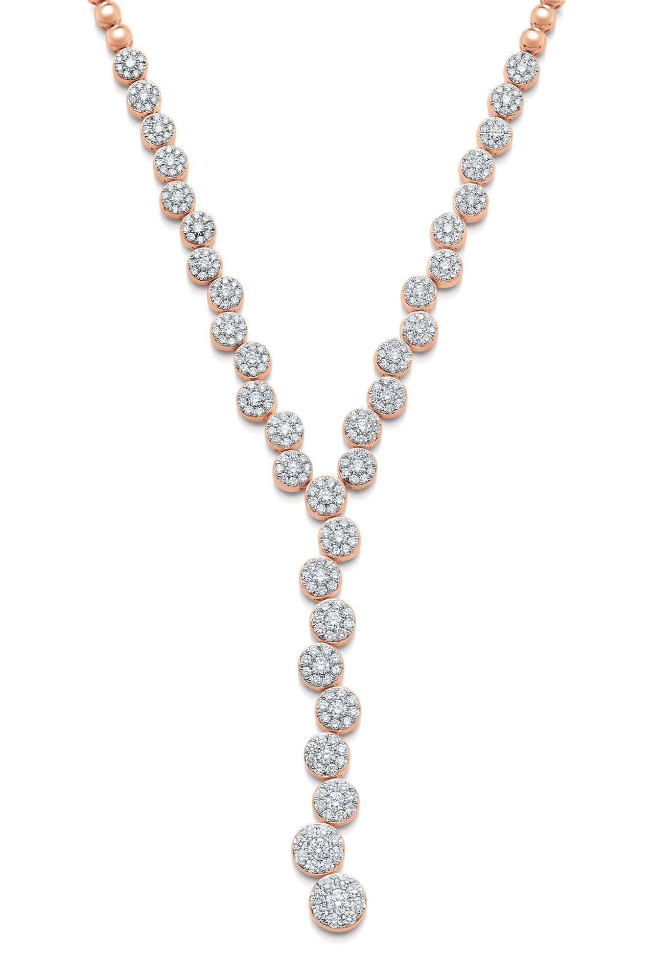 SARA WEINSTOCK-Muna Diamond Cluster Lariat Drop Necklace-ROSE GOLD
