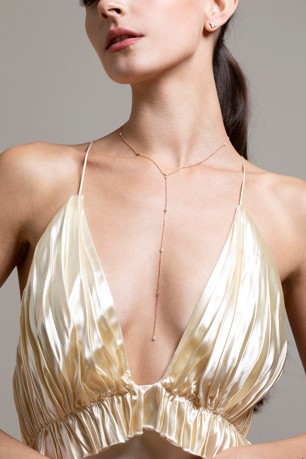 SARA WEINSTOCK-Purity Diamond Chain Drop Lariat-ROSE GOLD