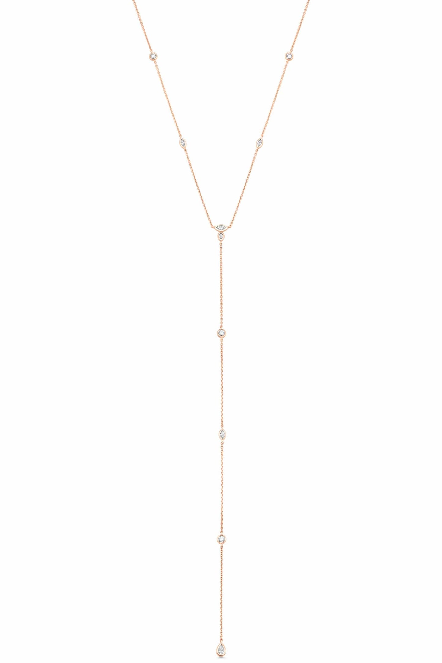 SARA WEINSTOCK-Purity Diamond Chain Drop Lariat-ROSE GOLD