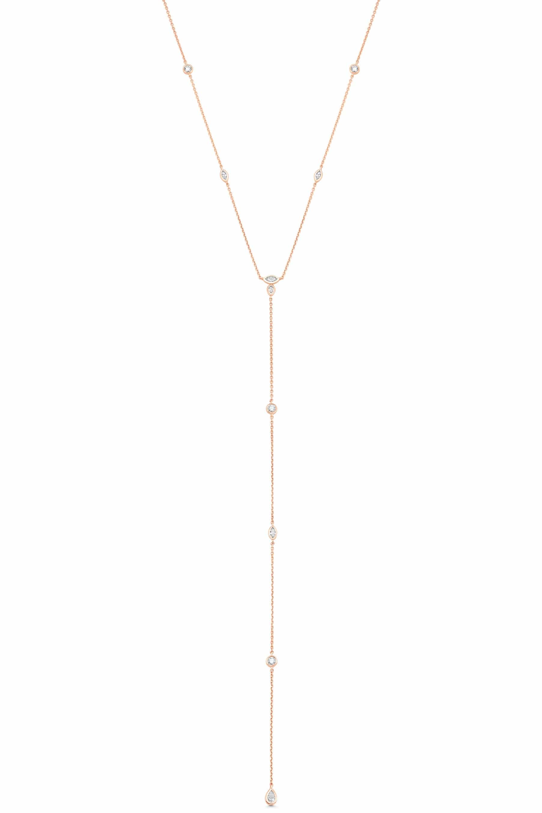 SARA WEINSTOCK-Purity Diamond Chain Drop Lariat-ROSE GOLD