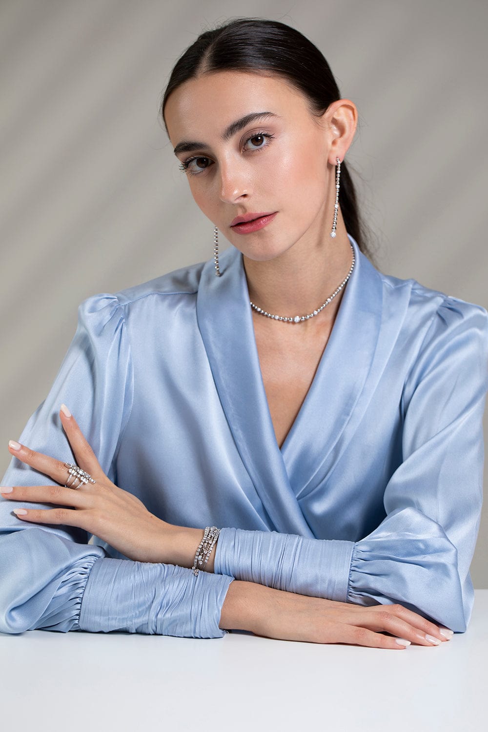 SARA WEINSTOCK-Isadora Cali White Diamond Pave Beaded Choker-WHITE GOLD