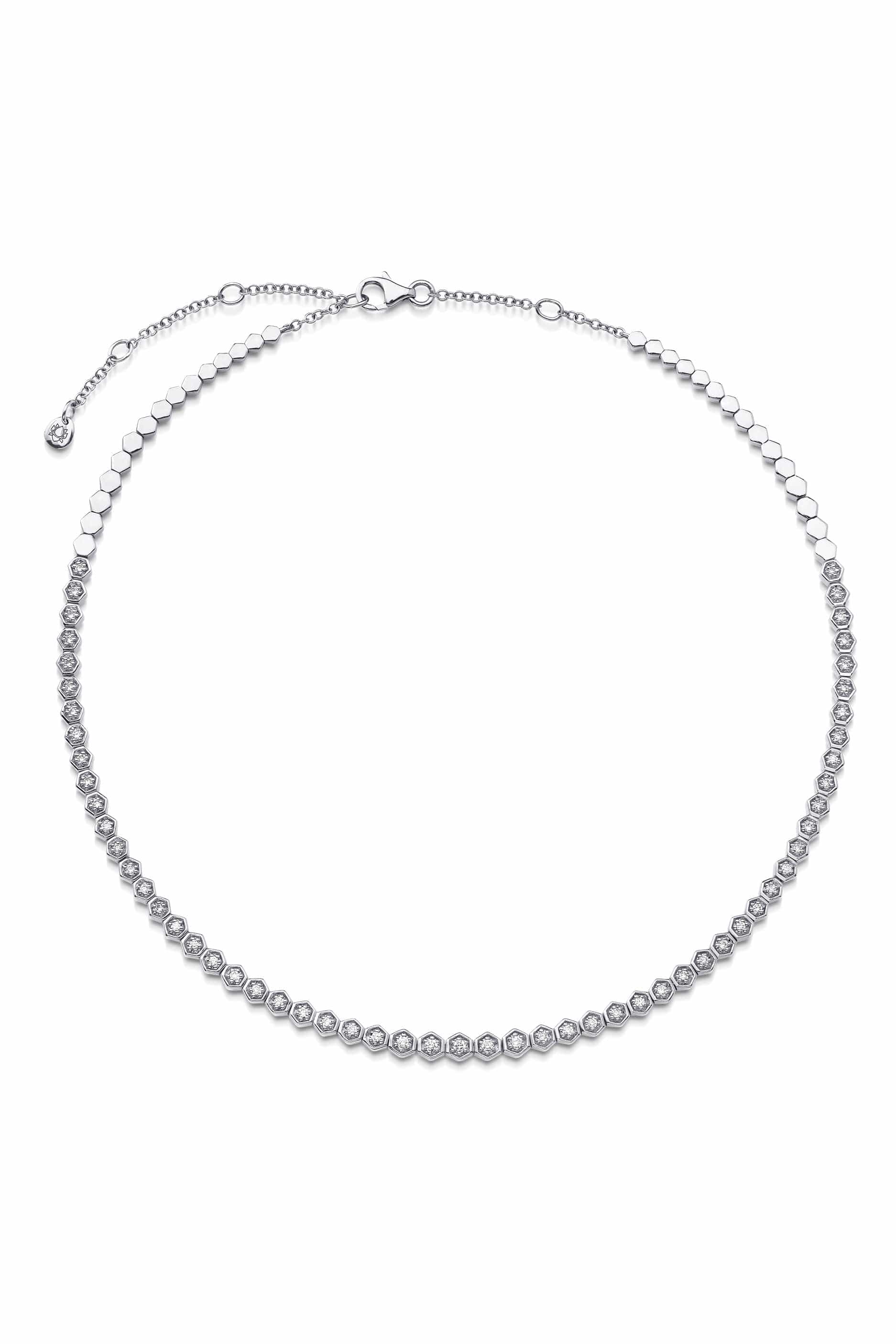 SARA WEINSTOCK-Isadora Petite Hexagon Diamond Choker-WHITE GOLD