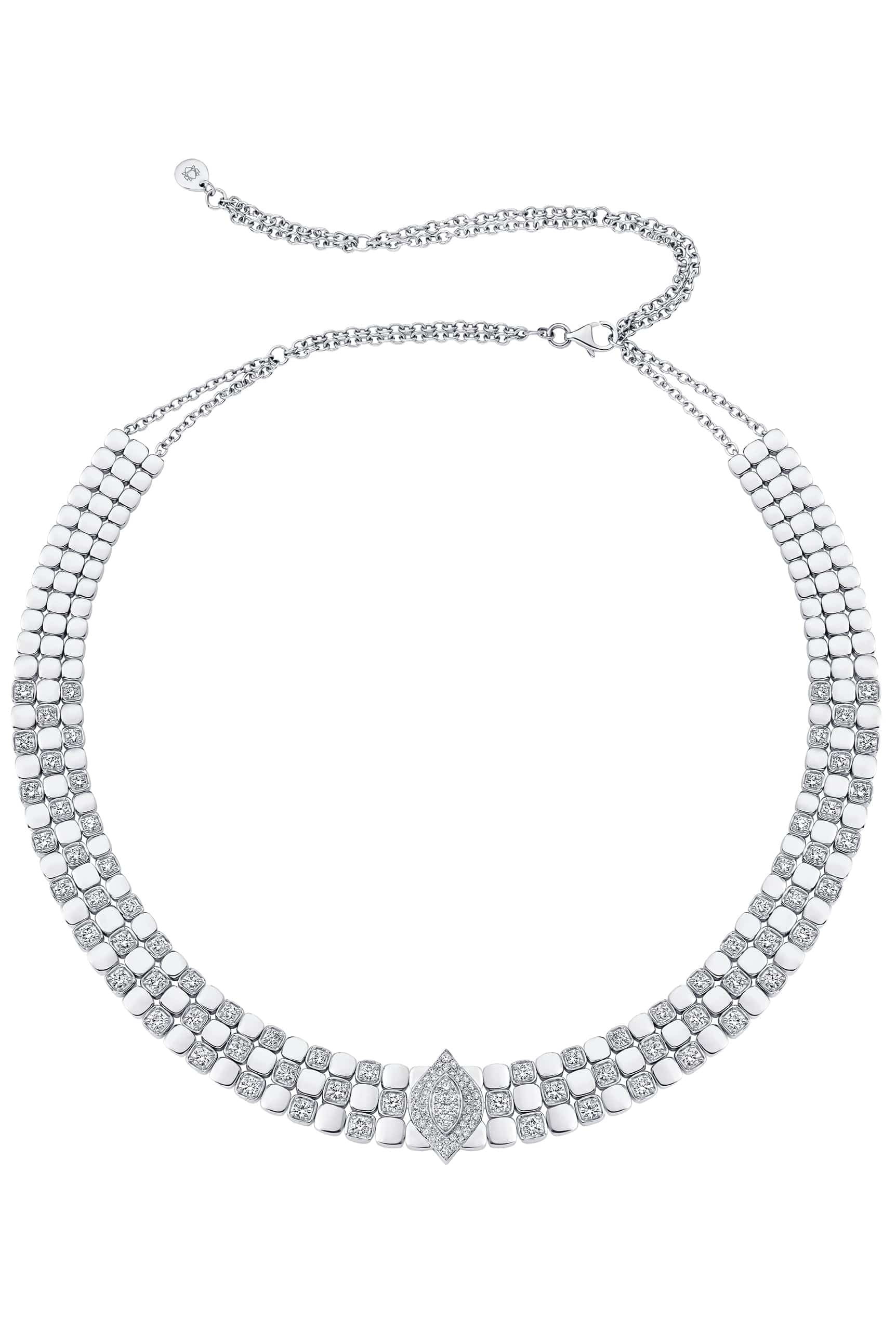 SARA WEINSTOCK-Isadora Three Row Diamond Statement Choker-WHITE GOLD