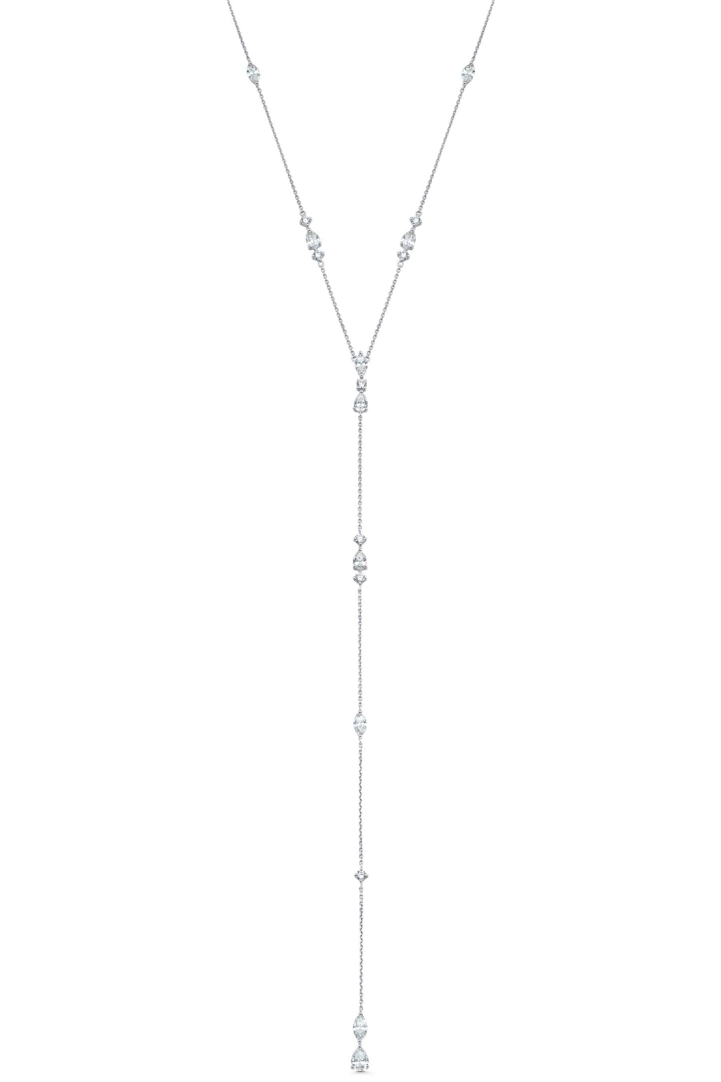 SARA WEINSTOCK-Purity Gold Chain Diamond Drop Necklace-WHITE GOLD