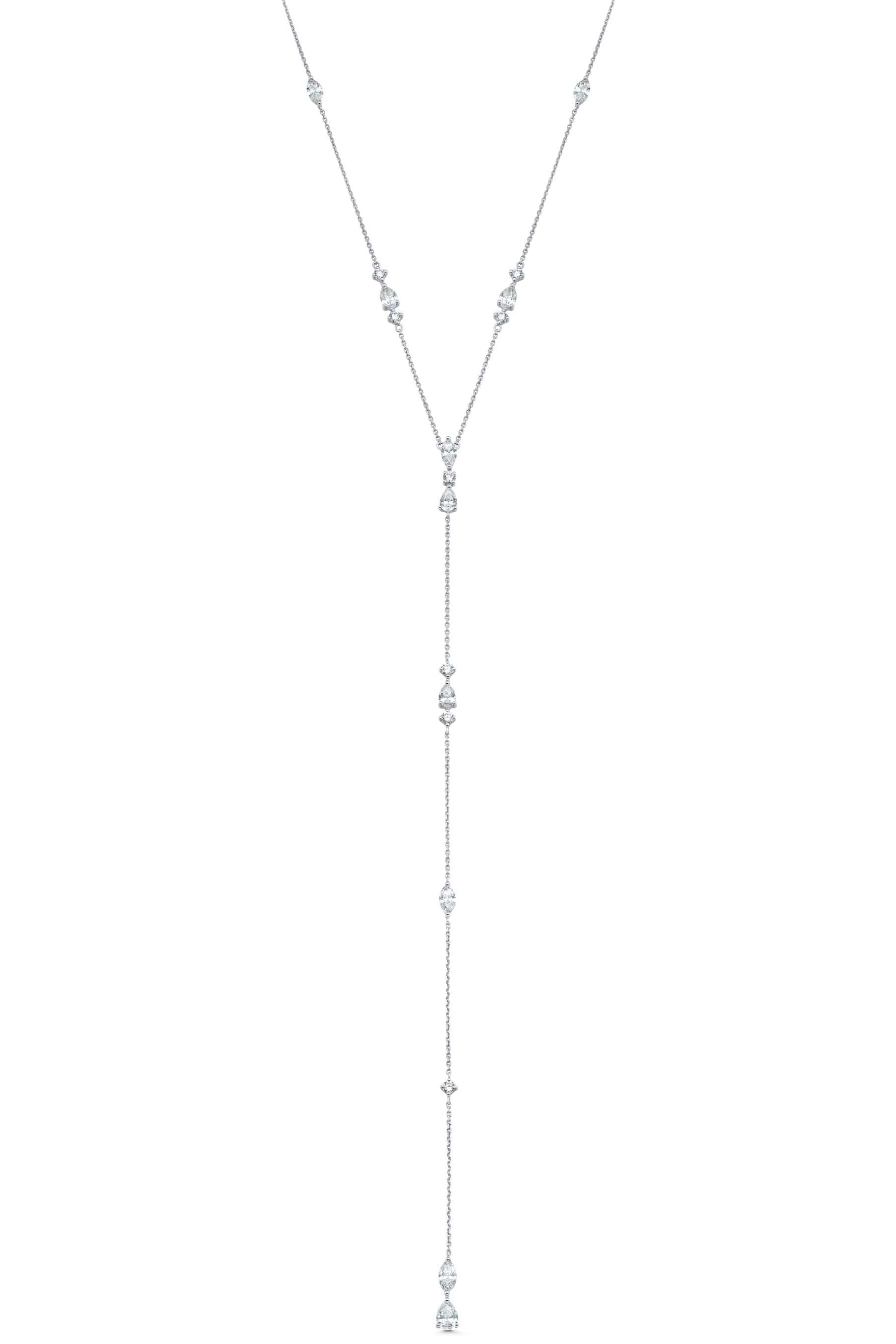 SARA WEINSTOCK-Purity Gold Chain Diamond Drop Necklace-WHITE GOLD