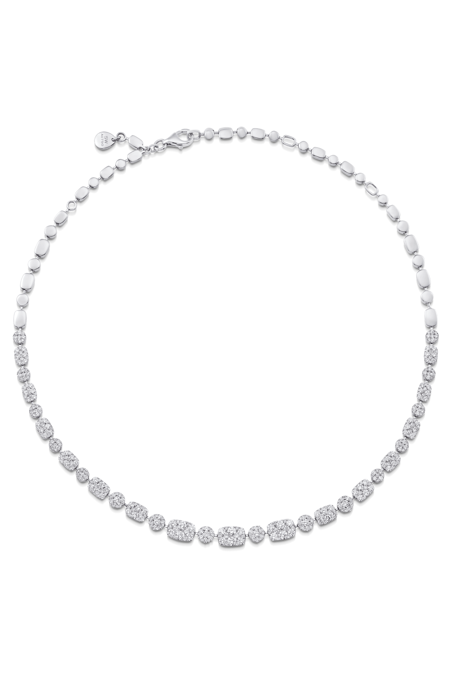 SARA WEINSTOCK-Reverie Cushion and Round Diamond Choker-WHITE GOLD