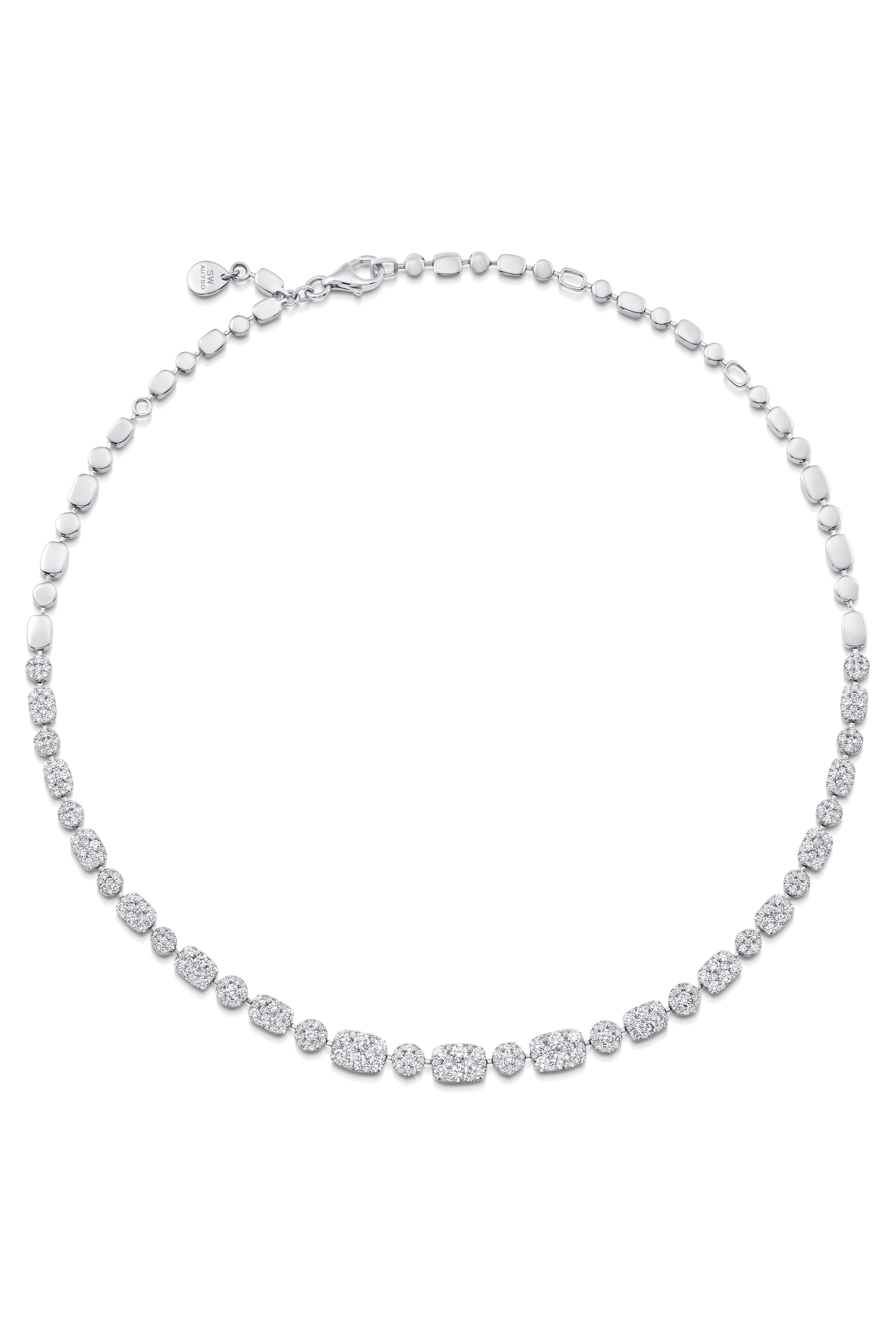 SARA WEINSTOCK-Reverie Cushion and Round Diamond Choker-WHITE GOLD