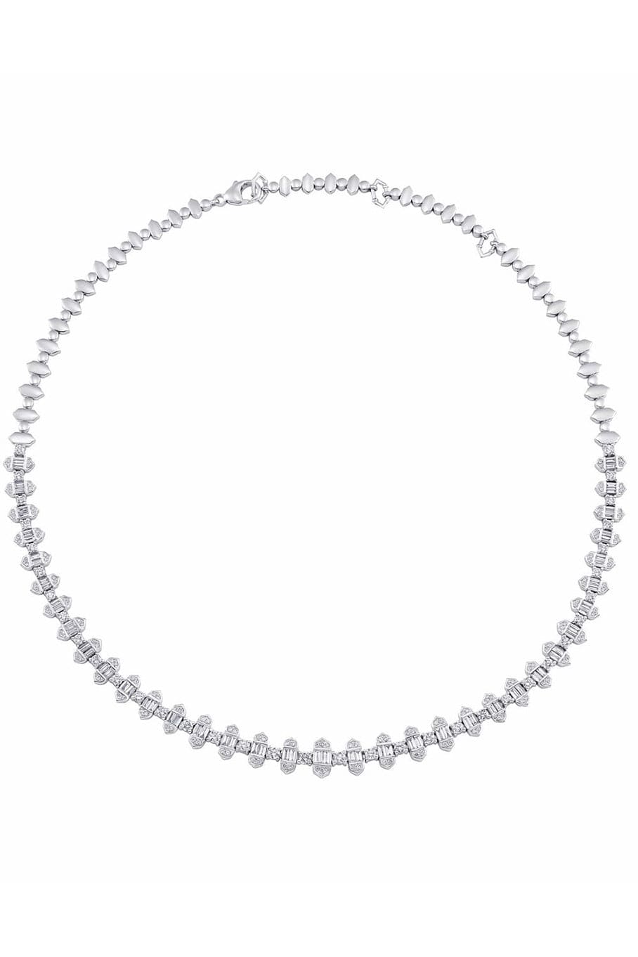 SARA WEINSTOCK-Taj Baguette Vertical Choker-WHITE GOLD