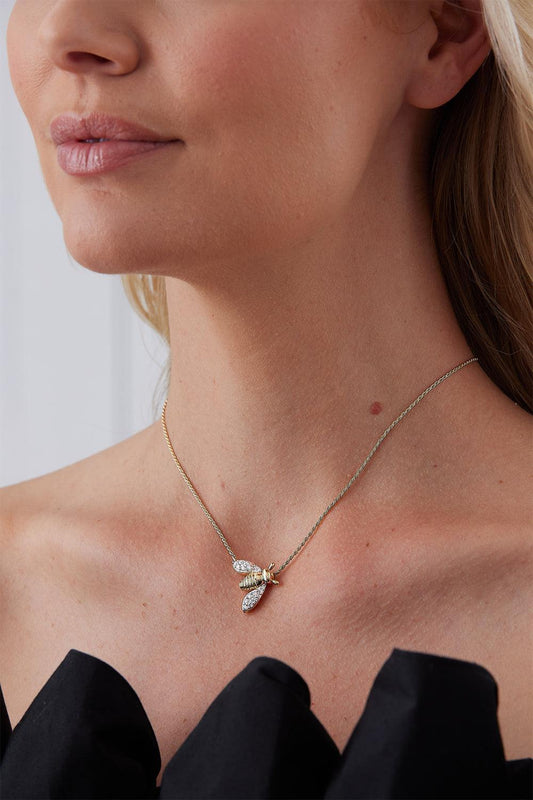 Diamond Large Queen Bee Necklace-YELLOW GOLD-16-JEWELRYFINE JEWELNECKLACE O-SARA WEINSTOCK