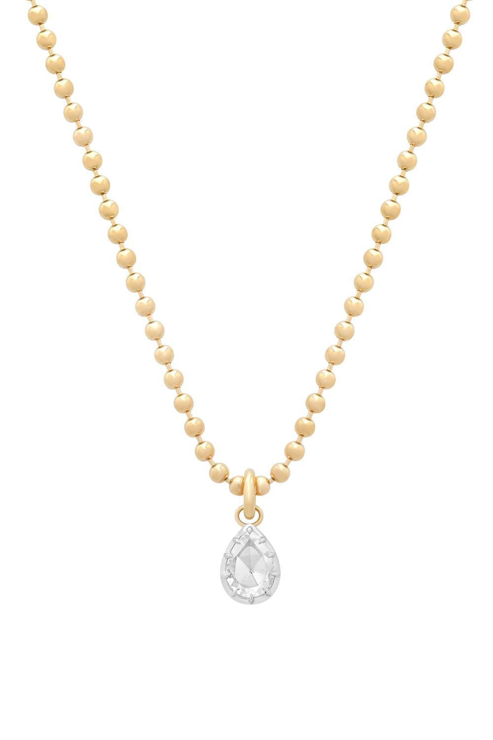 Diamond Pear Essence Thick Beaded Necklace-YELLOW GOLD-18-JEWELRYFINE JEWELNECKLACE O-SARA WEINSTOCK