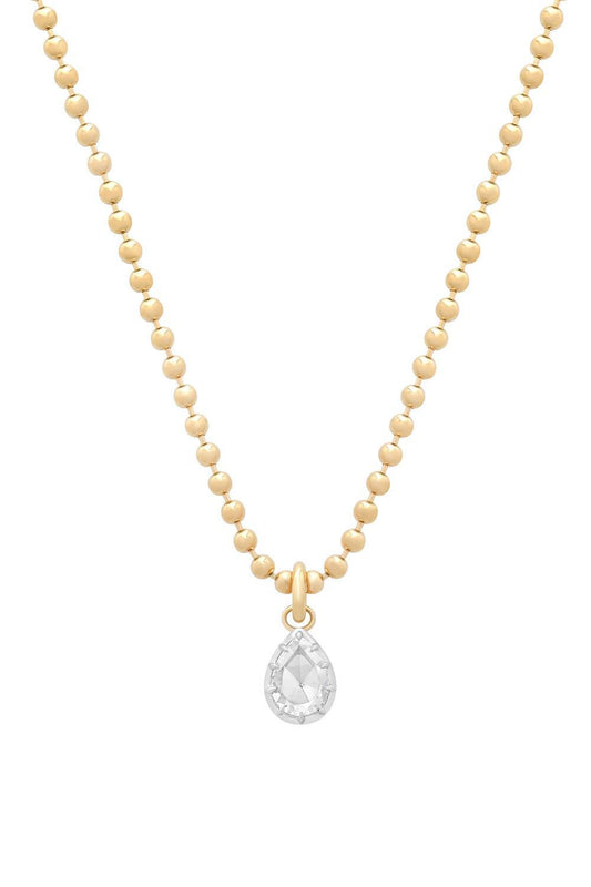 Diamond Pear Essence Thick Beaded Necklace-YELLOW GOLD-18-JEWELRYFINE JEWELNECKLACE O-SARA WEINSTOCK