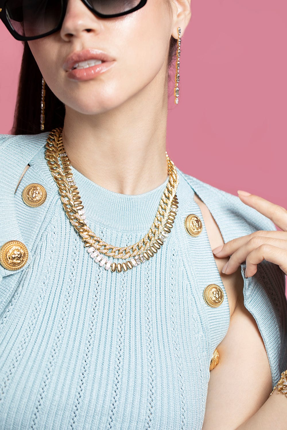 SARA WEINSTOCK-Lucia Large Diamond Link Chain Necklace-YELLOW GOLD
