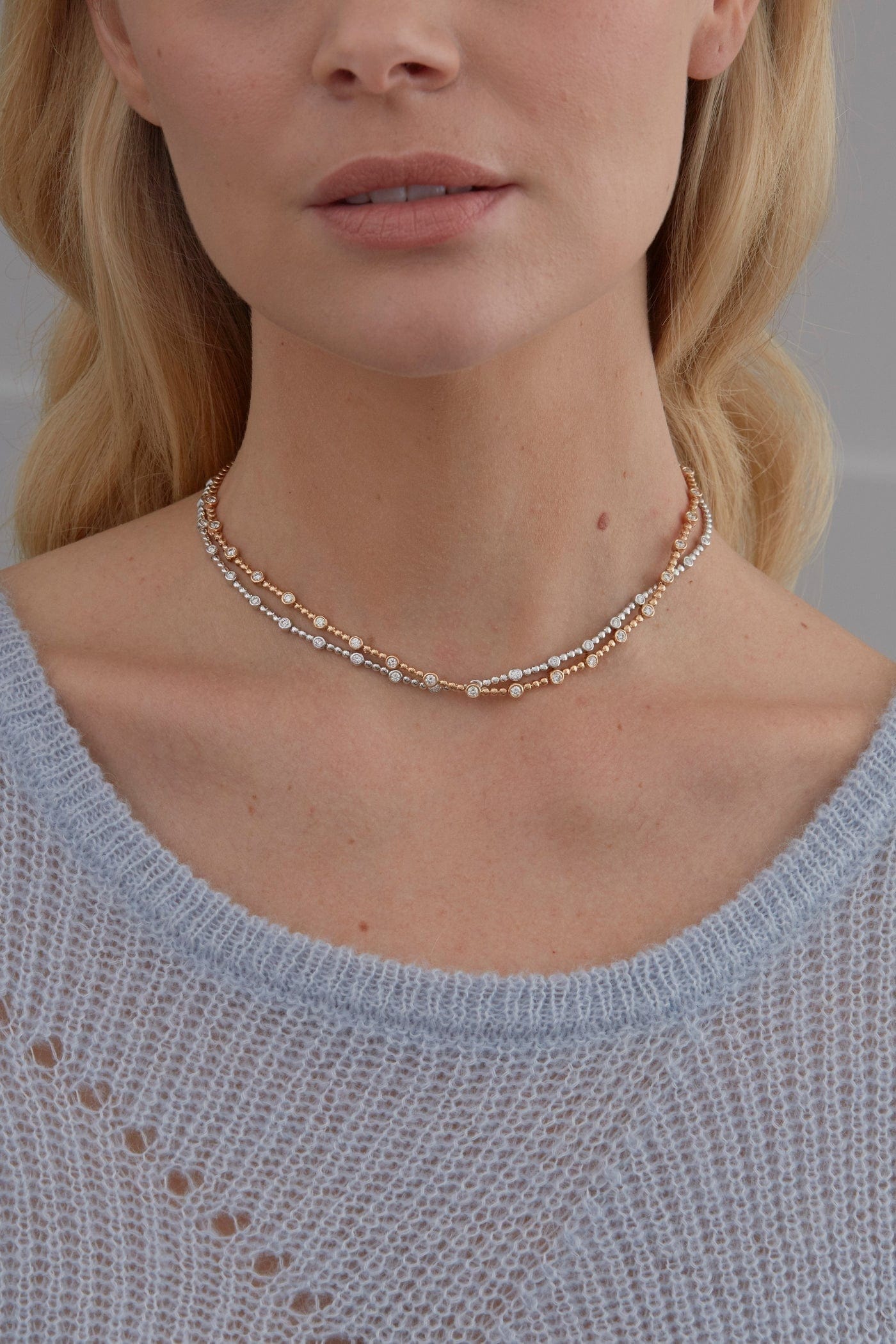 SARA WEINSTOCK-Isadora Petite Bezel & Bead Diamond Choker-YELLOW GOLD