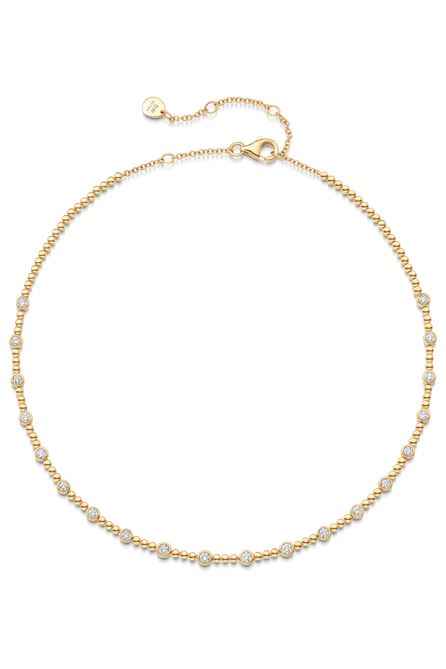 SARA WEINSTOCK-Isadora Petite Bezel & Bead Diamond Choker-YELLOW GOLD