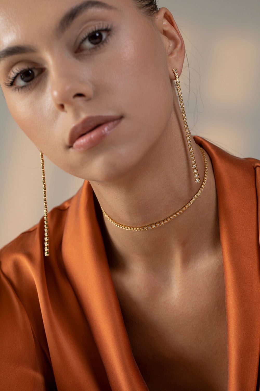 SARA WEINSTOCK-Isadora Petite Cushion Diamond Choker-YELLOW GOLD
