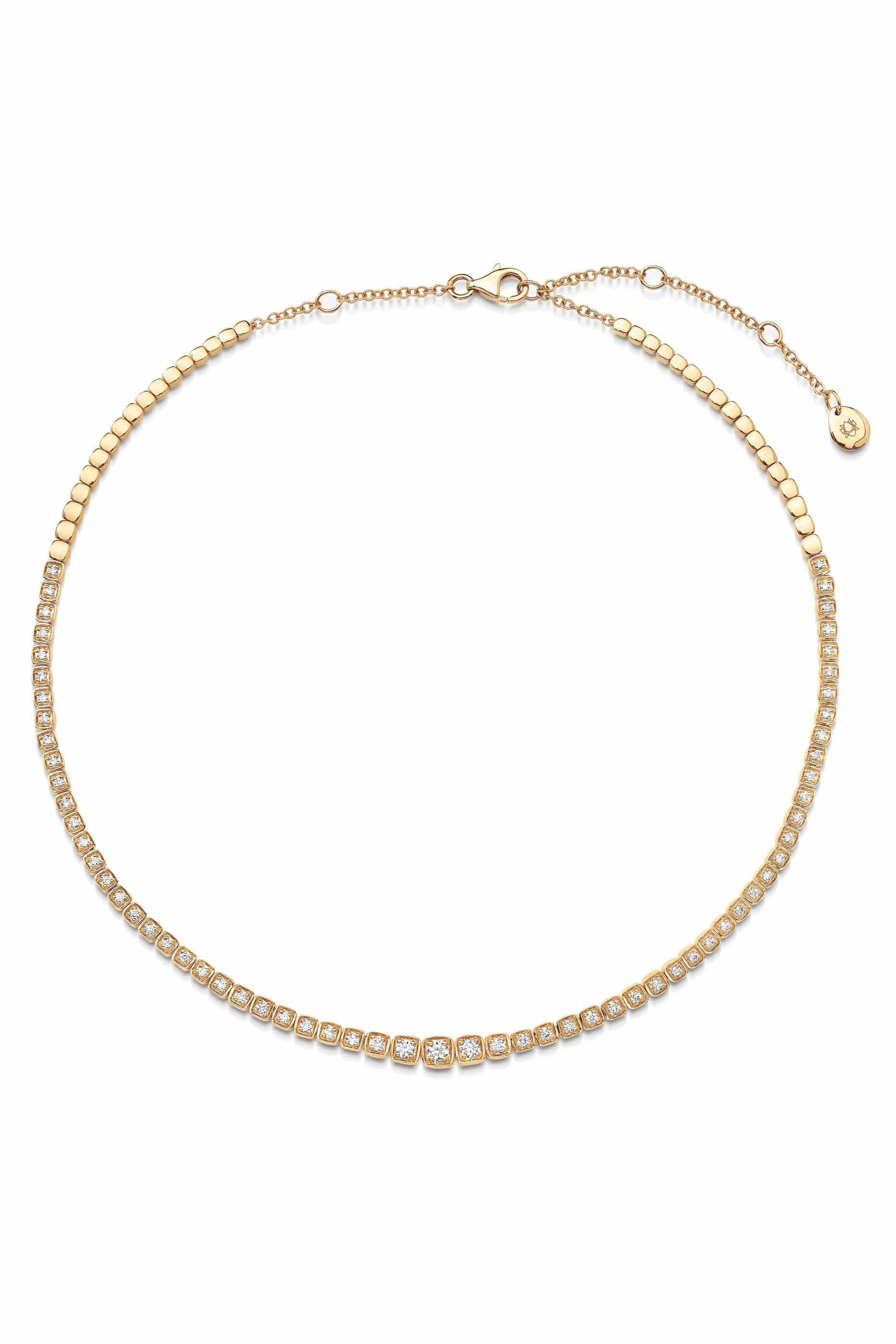 SARA WEINSTOCK-Isadora Petite Cushion Diamond Choker-YELLOW GOLD