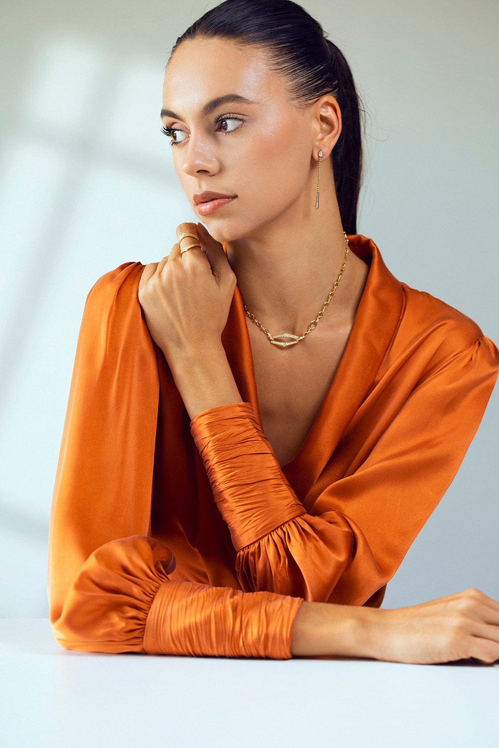 SARA WEINSTOCK-Lucia Diamond Outline Chain Necklace-YELLOW GOLD