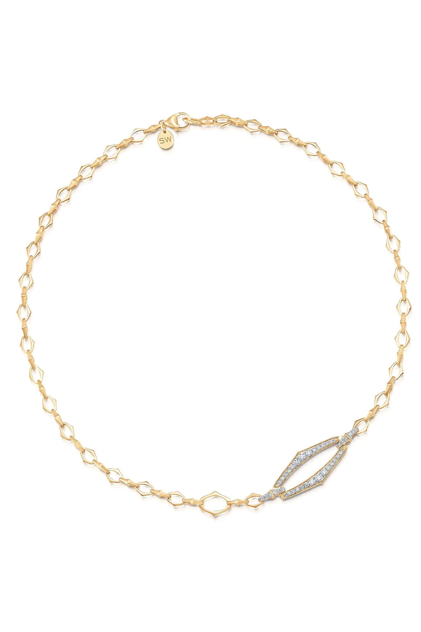 SARA WEINSTOCK-Lucia Diamond Outline Chain Necklace-YELLOW GOLD