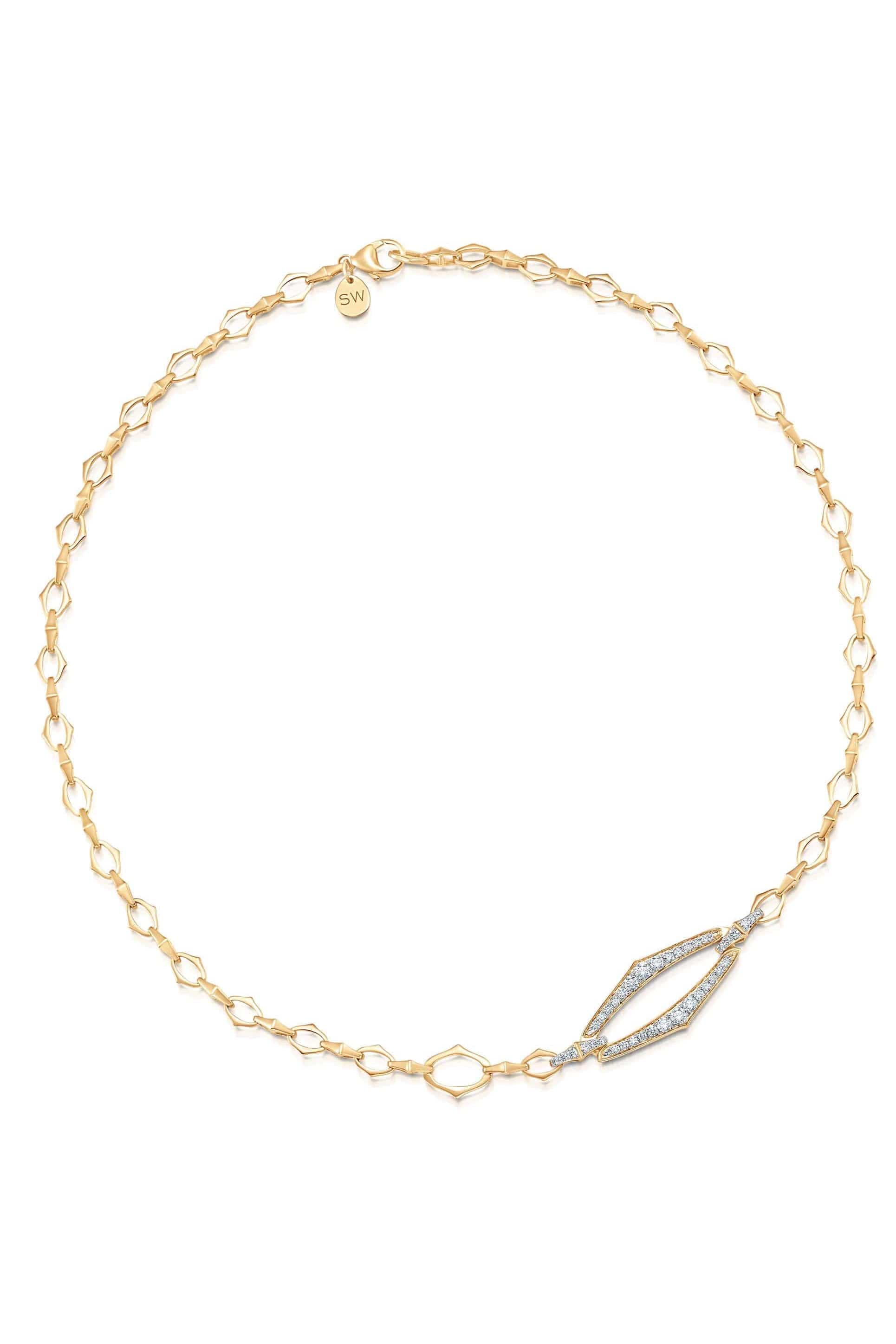 SARA WEINSTOCK-Lucia Diamond Outline Chain Necklace-YELLOW GOLD