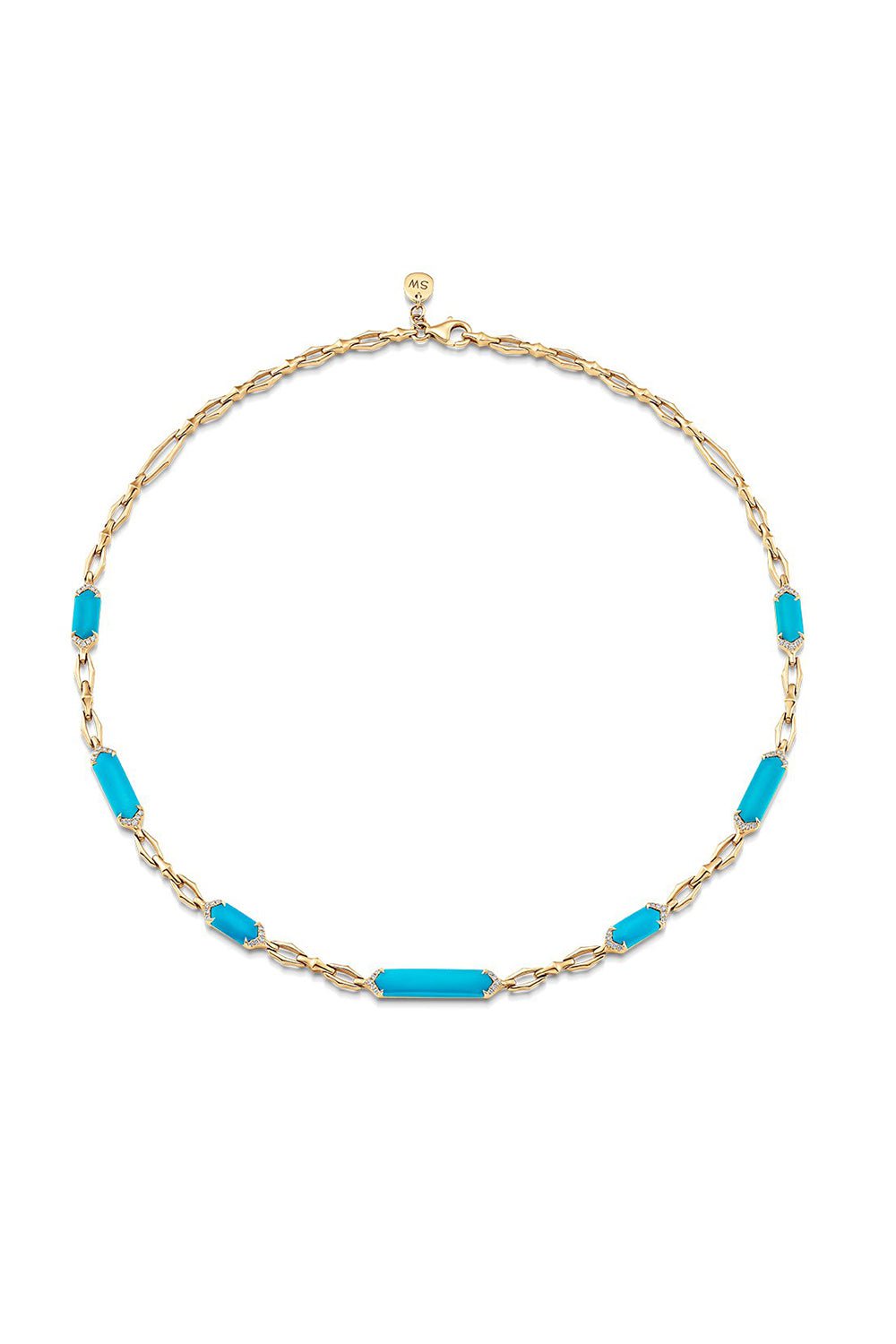 SARA WEINSTOCK-Lucia Elongated Turquoise Choker Necklace-YELLOW GOLD