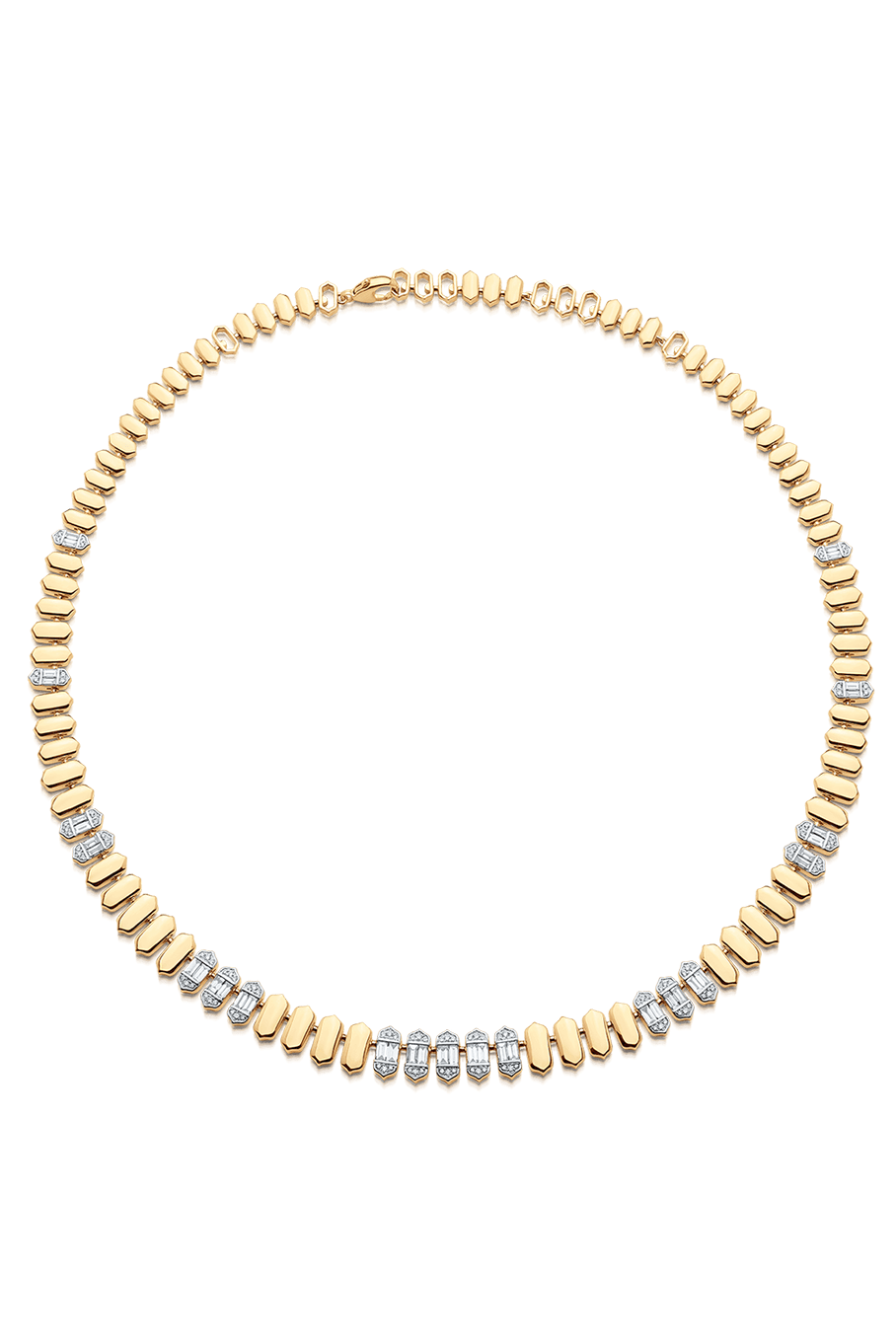 SARA WEINSTOCK-Taj Baguette Sold & Partial Yellow Gold White Diamond Choker-YELLOW GOLD