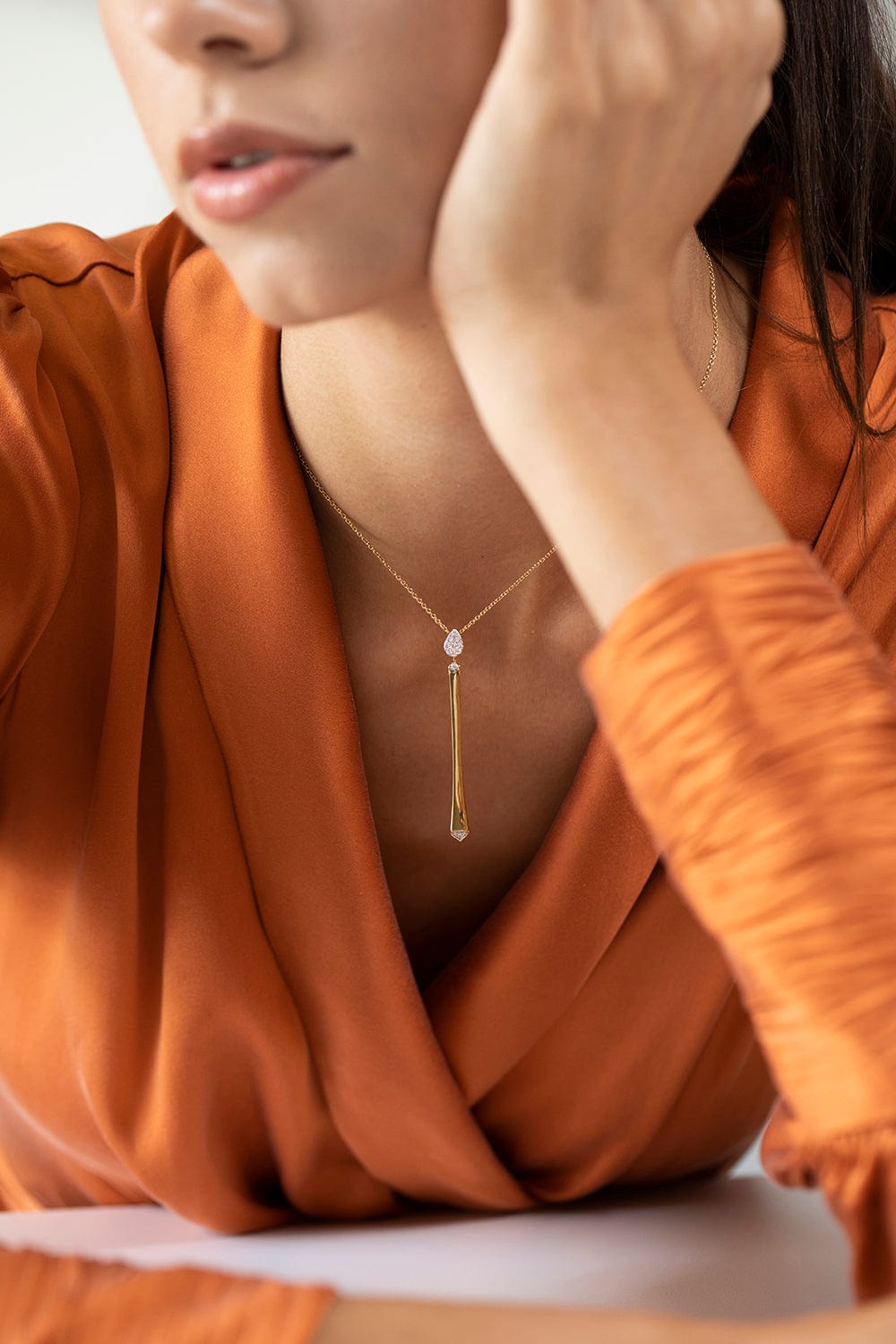 SARA WEINSTOCK-Unity Reverie Pear Drop Necklace-YELLOW GOLD