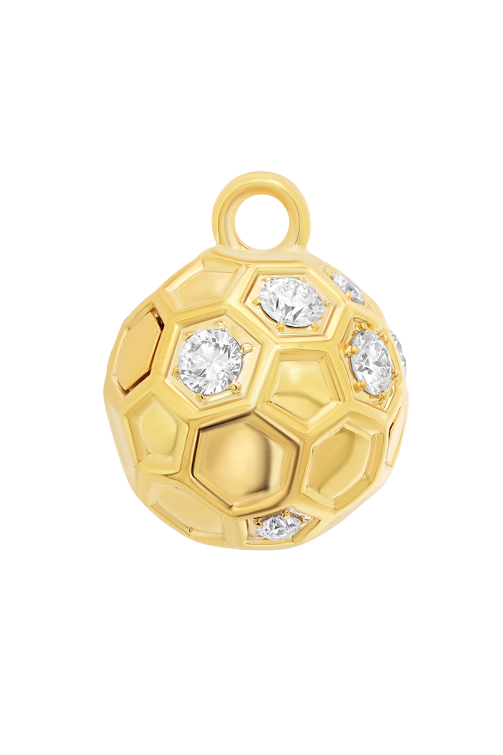Diamond Honey Comb Partial Ball Charm-YELLOW GOLD-JEWELRYFINE JEWELPENDANT-SARA WEINSTOCK