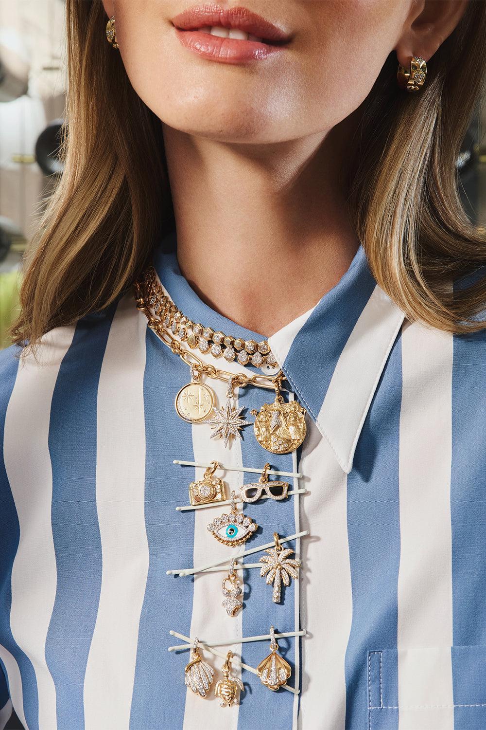 Honey Comb Diamond Heart Hoop Earrings-YELLOW GOLD-JEWELRYFINE JEWELEARRING-SARA WEINSTOCK