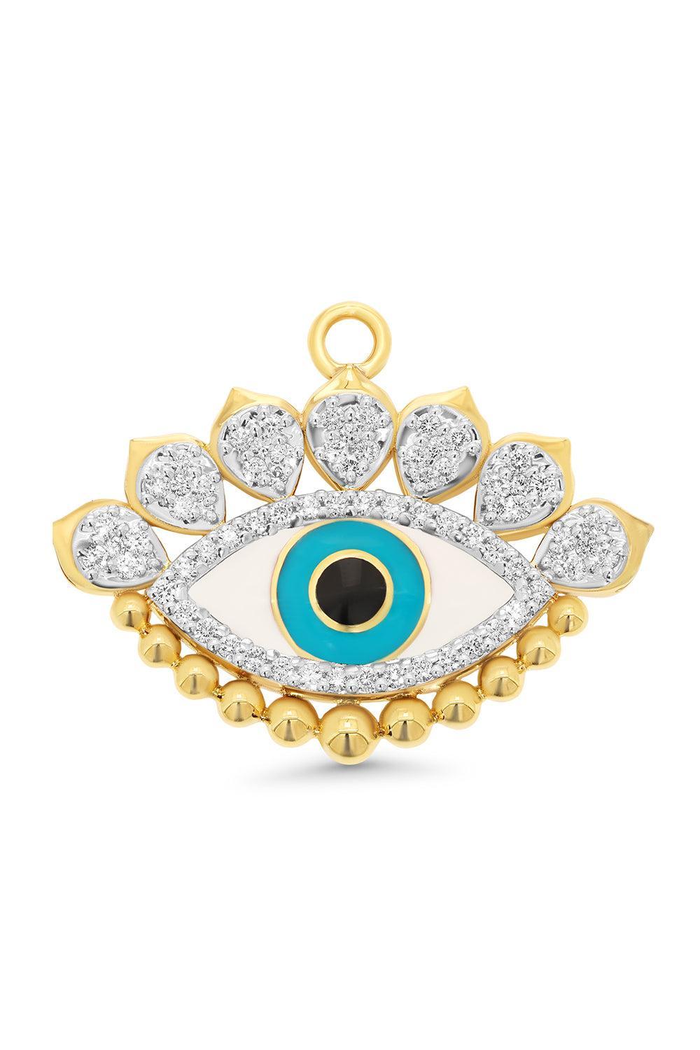 Diamond Large Evil Eye Charm-YELLOW GOLD-JEWELRYFINE JEWELPENDANT-SARA WEINSTOCK