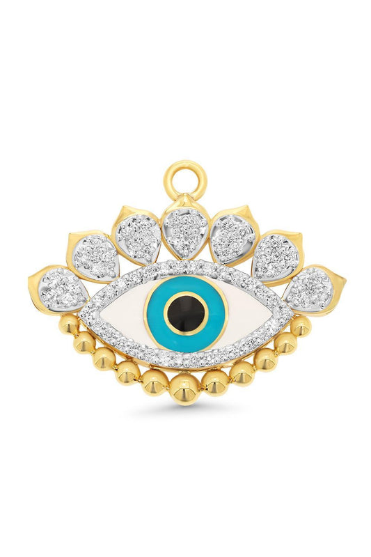 Diamond Large Evil Eye Charm-YELLOW GOLD-JEWELRYFINE JEWELPENDANT-SARA WEINSTOCK