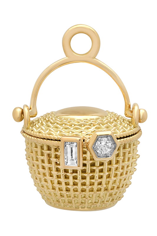 Diamond Nantucket Basket Charm-YELLOW GOLD-JEWELRYFINE JEWELPENDANT-SARA WEINSTOCK