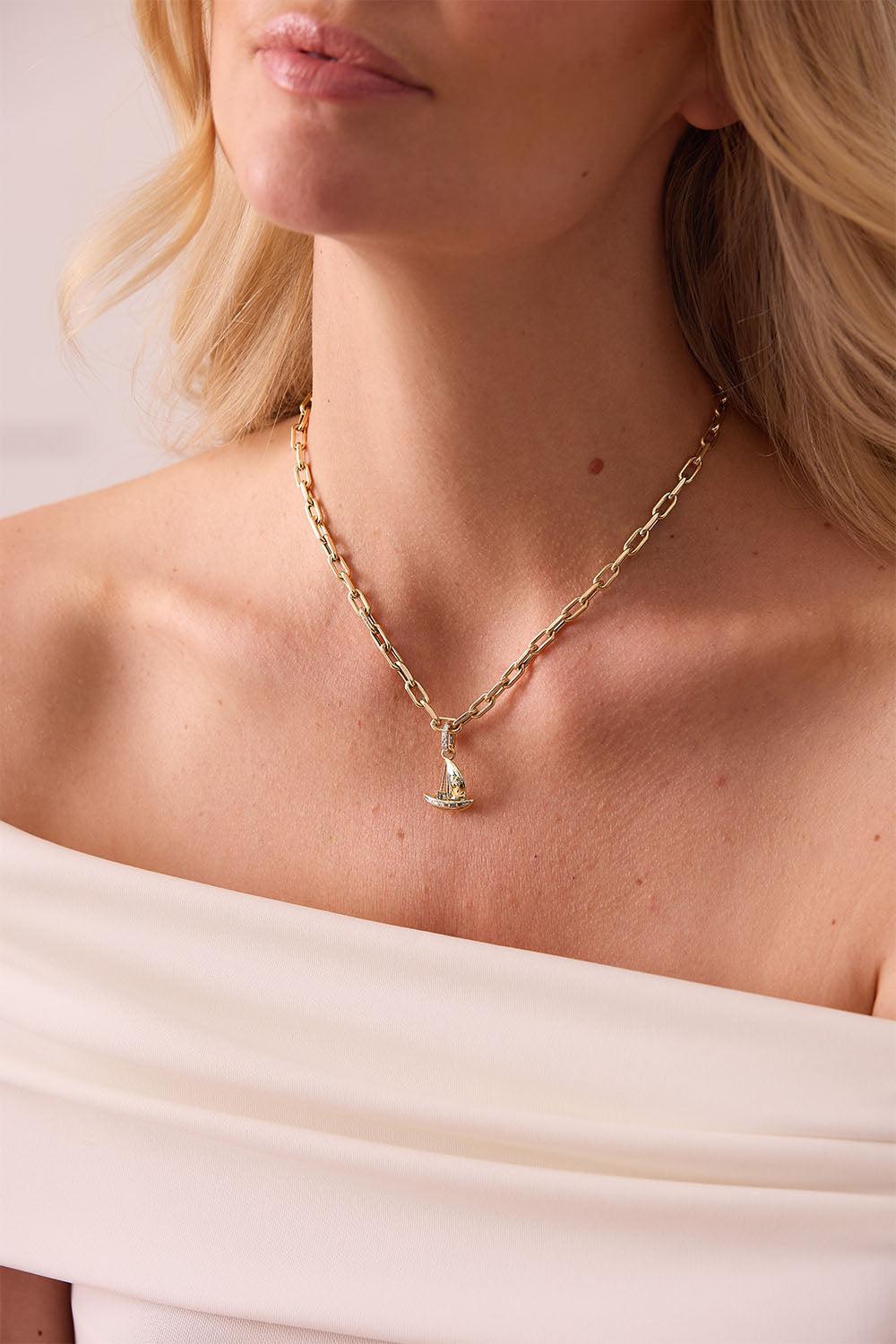 Diamond Sailboat Charm-YELLOW GOLD-JEWELRYFINE JEWELPENDANT-SARA WEINSTOCK