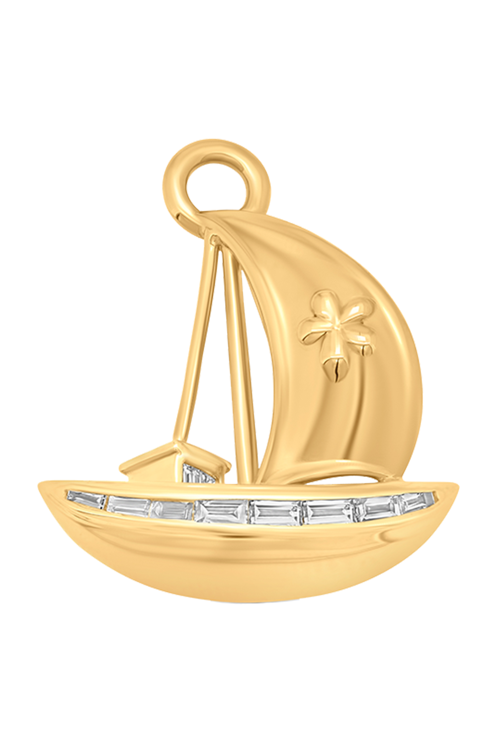 Diamond Sailboat Charm-YELLOW GOLD-JEWELRYFINE JEWELPENDANT-SARA WEINSTOCK