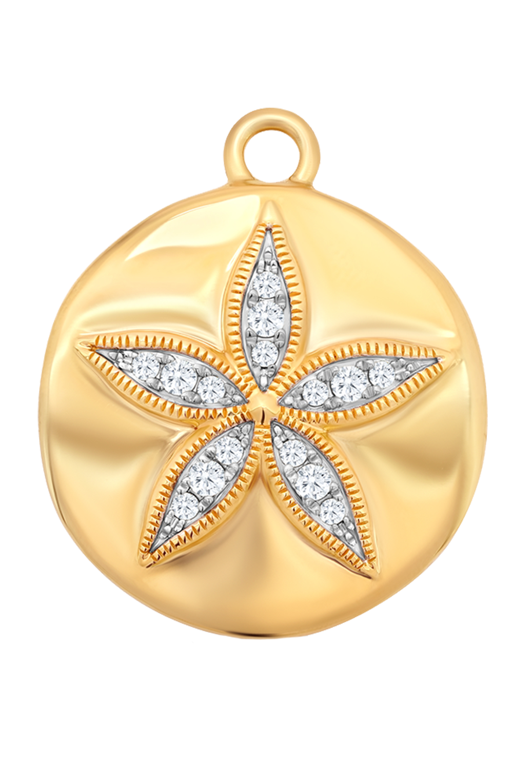 Diamond Sand Dollar Charm-YELLOW GOLD-JEWELRYFINE JEWELPENDANT-SARA WEINSTOCK