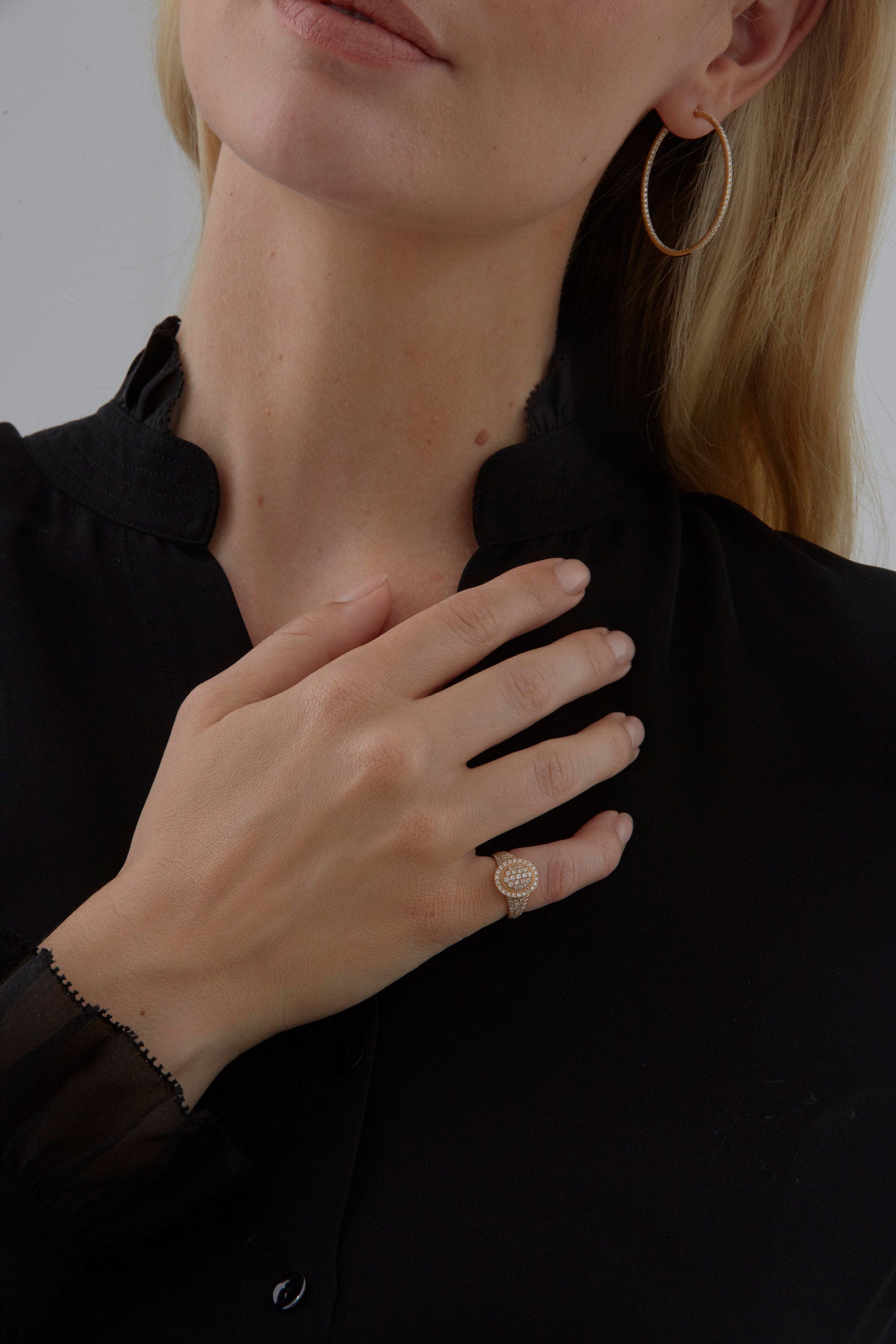 SARA WEINSTOCK-Veena Oval Diamond Pinky Ring-ROSE GOLD