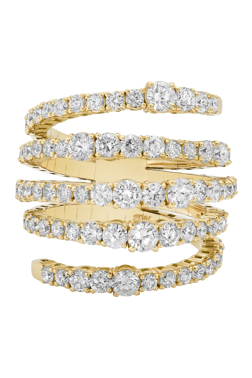 Diamond Flexion Coil Flex Ring-YELLOW GOLD-6-JEWELRYFINE JEWELRING-SARA WEINSTOCK